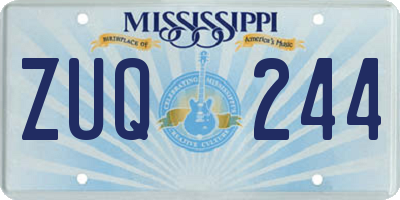 MS license plate ZUQ244
