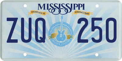 MS license plate ZUQ250