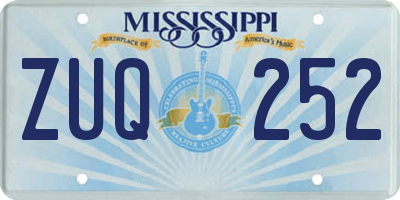 MS license plate ZUQ252