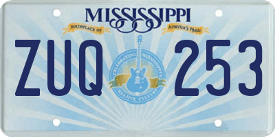 MS license plate ZUQ253