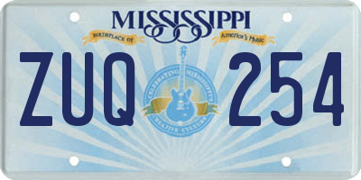 MS license plate ZUQ254