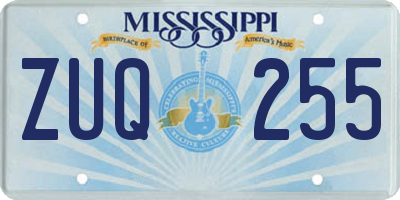 MS license plate ZUQ255