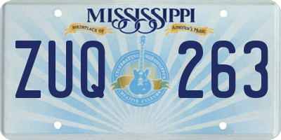 MS license plate ZUQ263