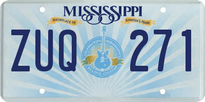 MS license plate ZUQ271