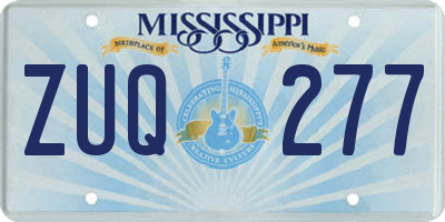 MS license plate ZUQ277