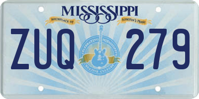 MS license plate ZUQ279