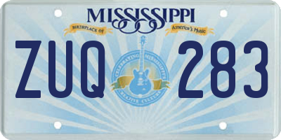 MS license plate ZUQ283