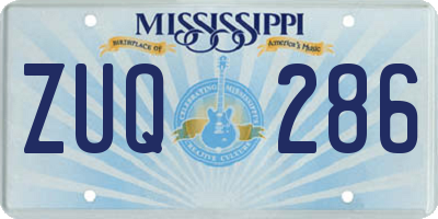 MS license plate ZUQ286