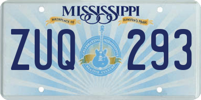MS license plate ZUQ293