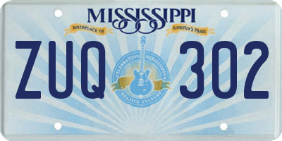 MS license plate ZUQ302