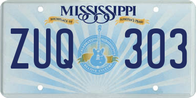MS license plate ZUQ303