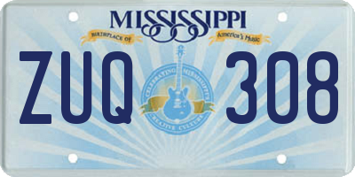 MS license plate ZUQ308