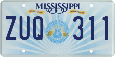 MS license plate ZUQ311