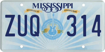 MS license plate ZUQ314