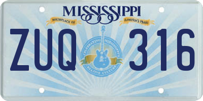 MS license plate ZUQ316