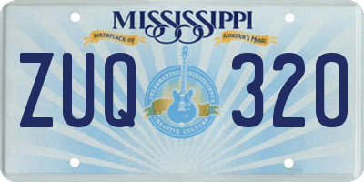 MS license plate ZUQ320