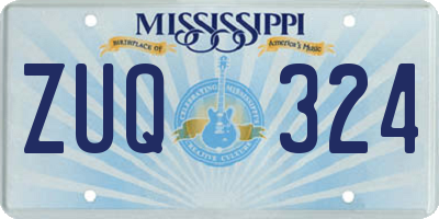 MS license plate ZUQ324