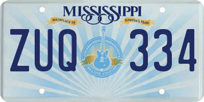 MS license plate ZUQ334