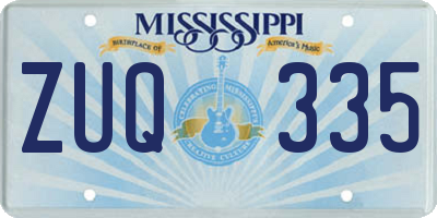 MS license plate ZUQ335