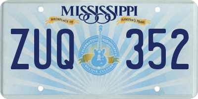MS license plate ZUQ352