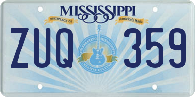 MS license plate ZUQ359