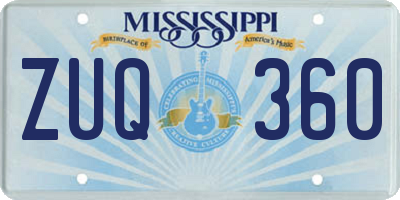 MS license plate ZUQ360