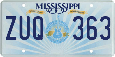 MS license plate ZUQ363