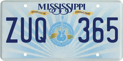 MS license plate ZUQ365