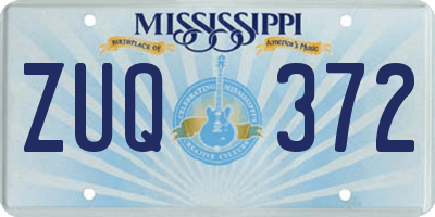 MS license plate ZUQ372
