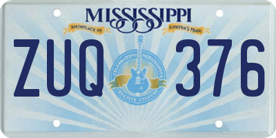 MS license plate ZUQ376