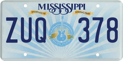 MS license plate ZUQ378