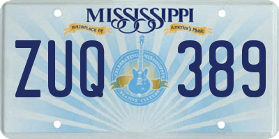 MS license plate ZUQ389