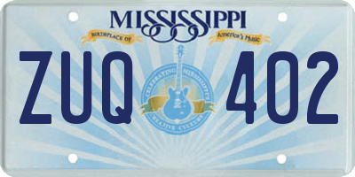 MS license plate ZUQ402