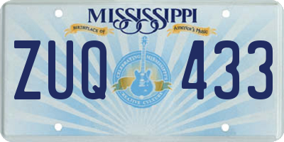 MS license plate ZUQ433