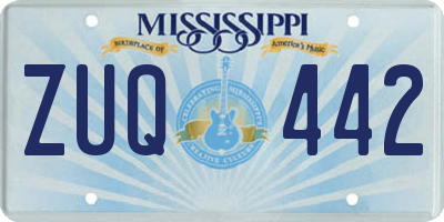 MS license plate ZUQ442