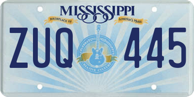 MS license plate ZUQ445