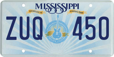 MS license plate ZUQ450