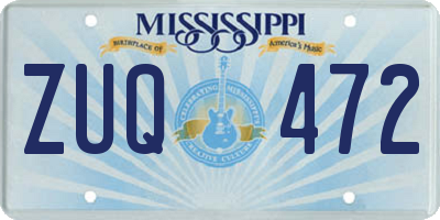 MS license plate ZUQ472