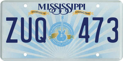 MS license plate ZUQ473