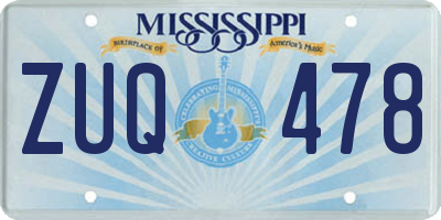 MS license plate ZUQ478