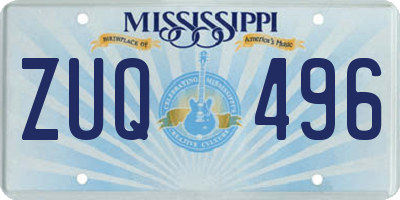 MS license plate ZUQ496