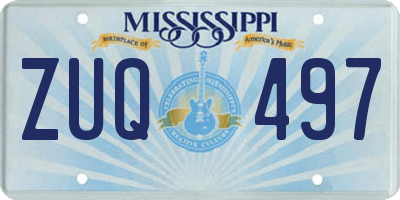 MS license plate ZUQ497