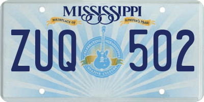 MS license plate ZUQ502