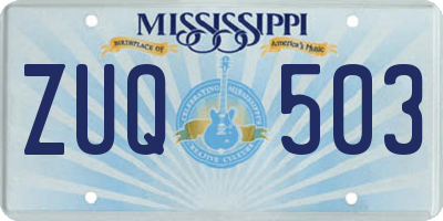MS license plate ZUQ503