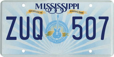 MS license plate ZUQ507
