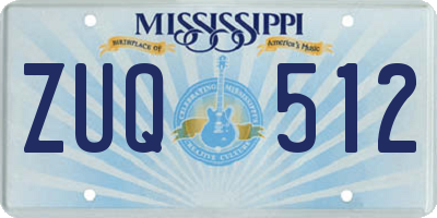 MS license plate ZUQ512