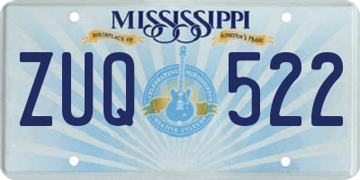 MS license plate ZUQ522