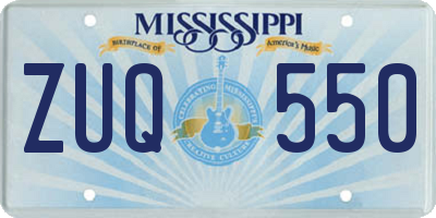 MS license plate ZUQ550