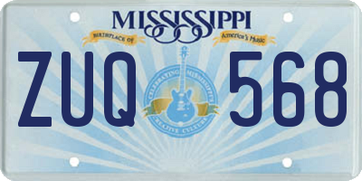 MS license plate ZUQ568