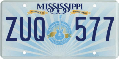 MS license plate ZUQ577